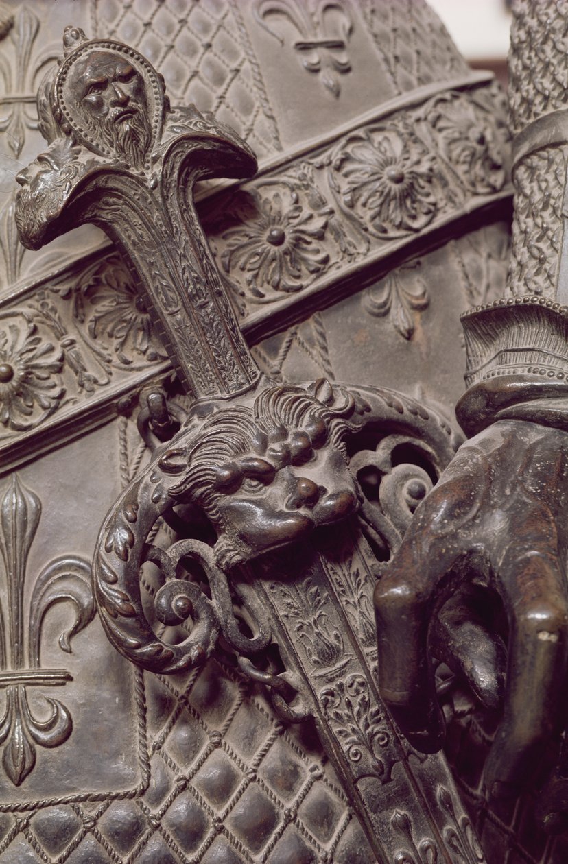 Peter Vischer c.1460-1529 bronz atölyesinde yapılan Maximilian I 1459-1519 mezarından zincir posta eli detayı by Gilg Sesselschreiber