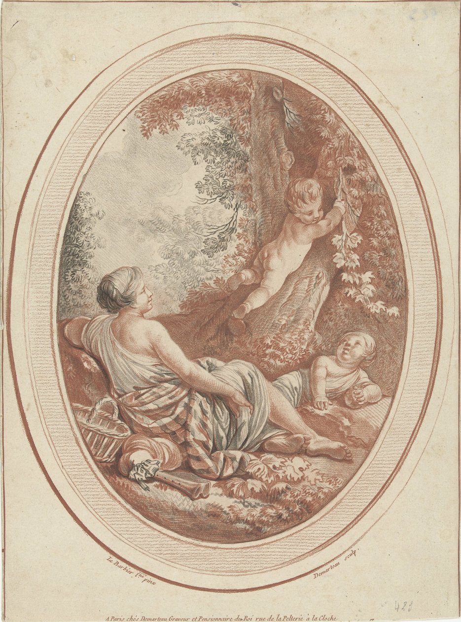 Ağaçların yanında perisi ve putti ile Bacchanal by Gilles Demarteau