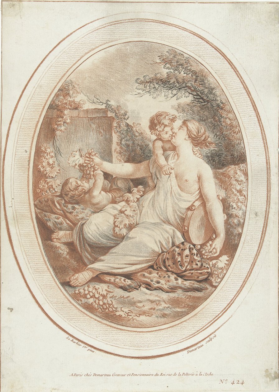 Perisi ve iki putti ile Bacchanal by Gilles Demarteau