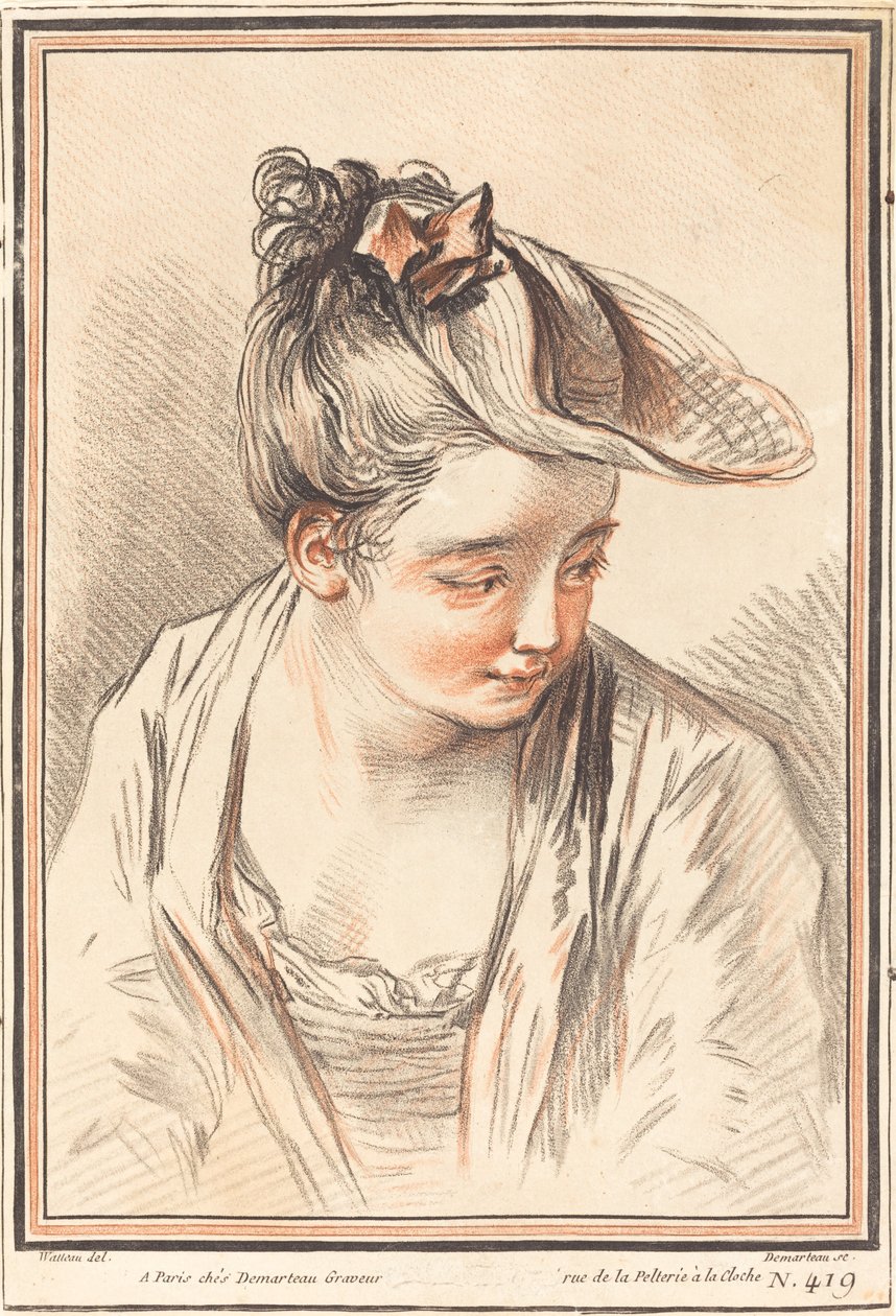 Genç Bir Kadının Başı, 1773. by Gilles Demarteau