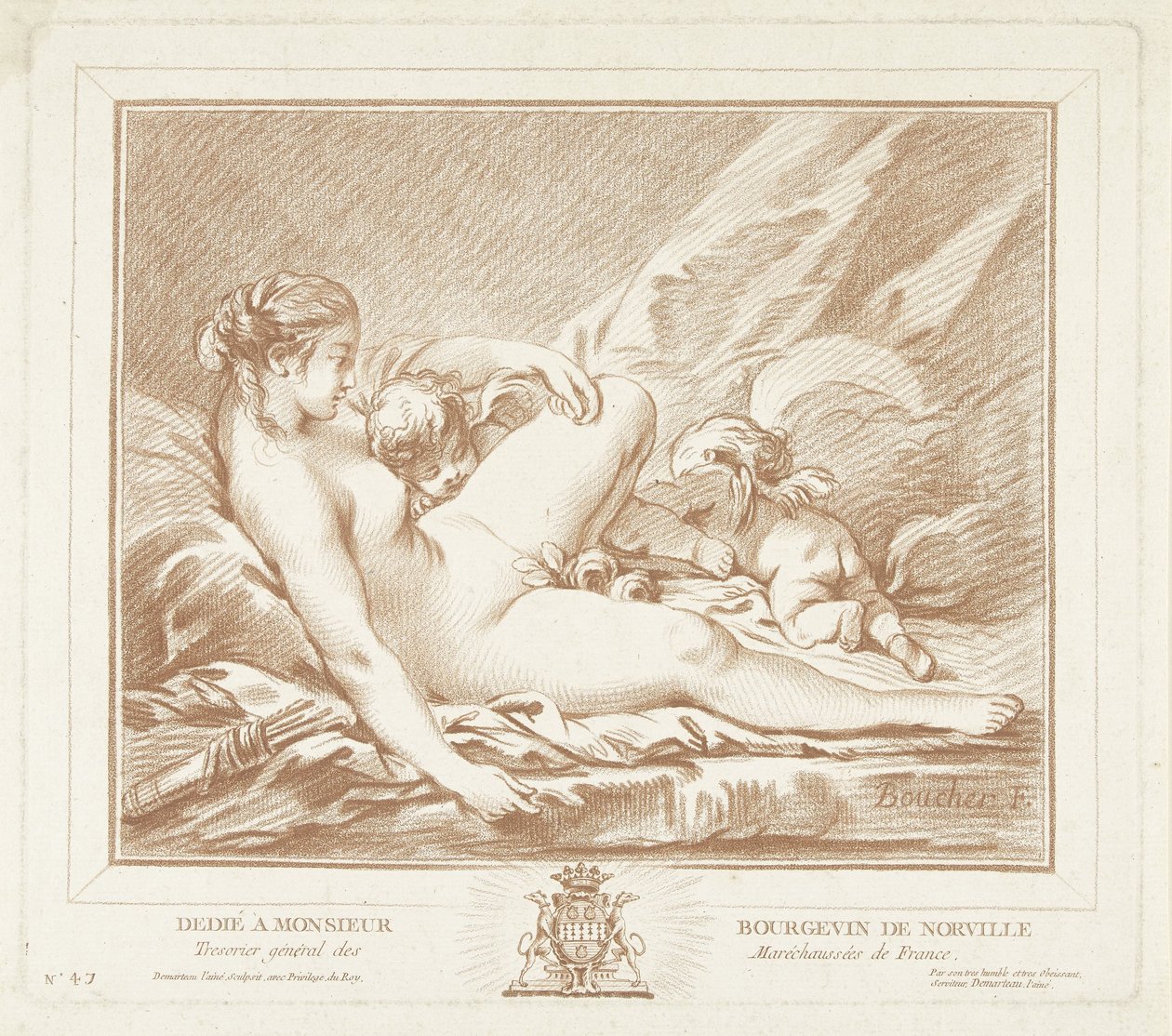 Venüs, Amor en Anteros ile tanıştı by Gilles Demarteau
