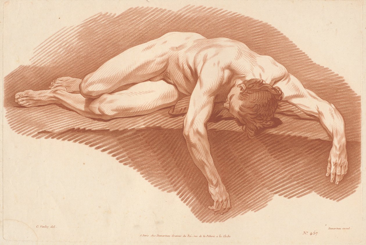 Akademi (457) by Gilles Demarteau, the Elder after Carle Van Loo