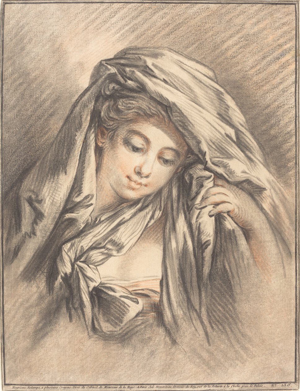 Başını Kapalı Genç Kadın by Gilles Demarteau, the Elder after François Boucher