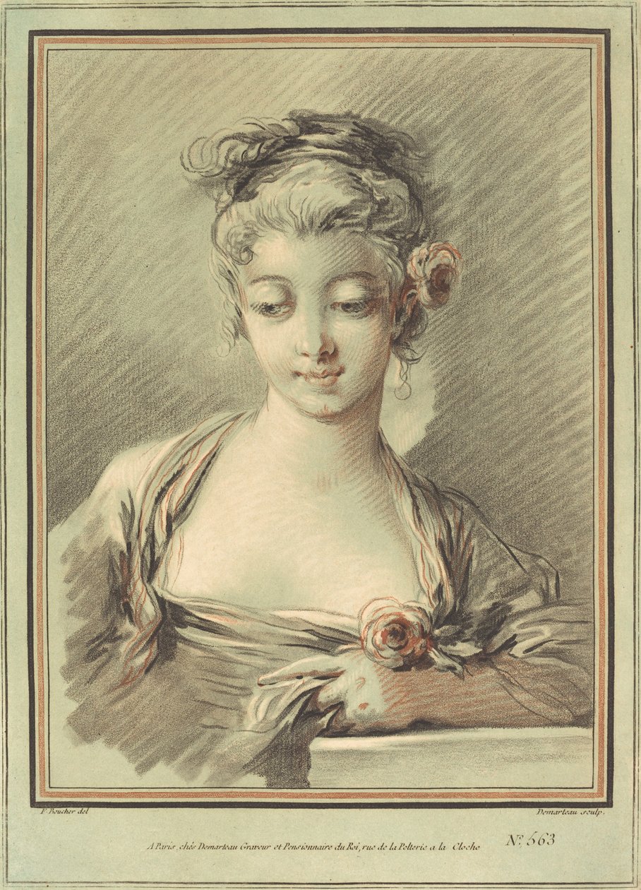 Güllü genç kadın by Gilles Demarteau, the Elder after François Boucher