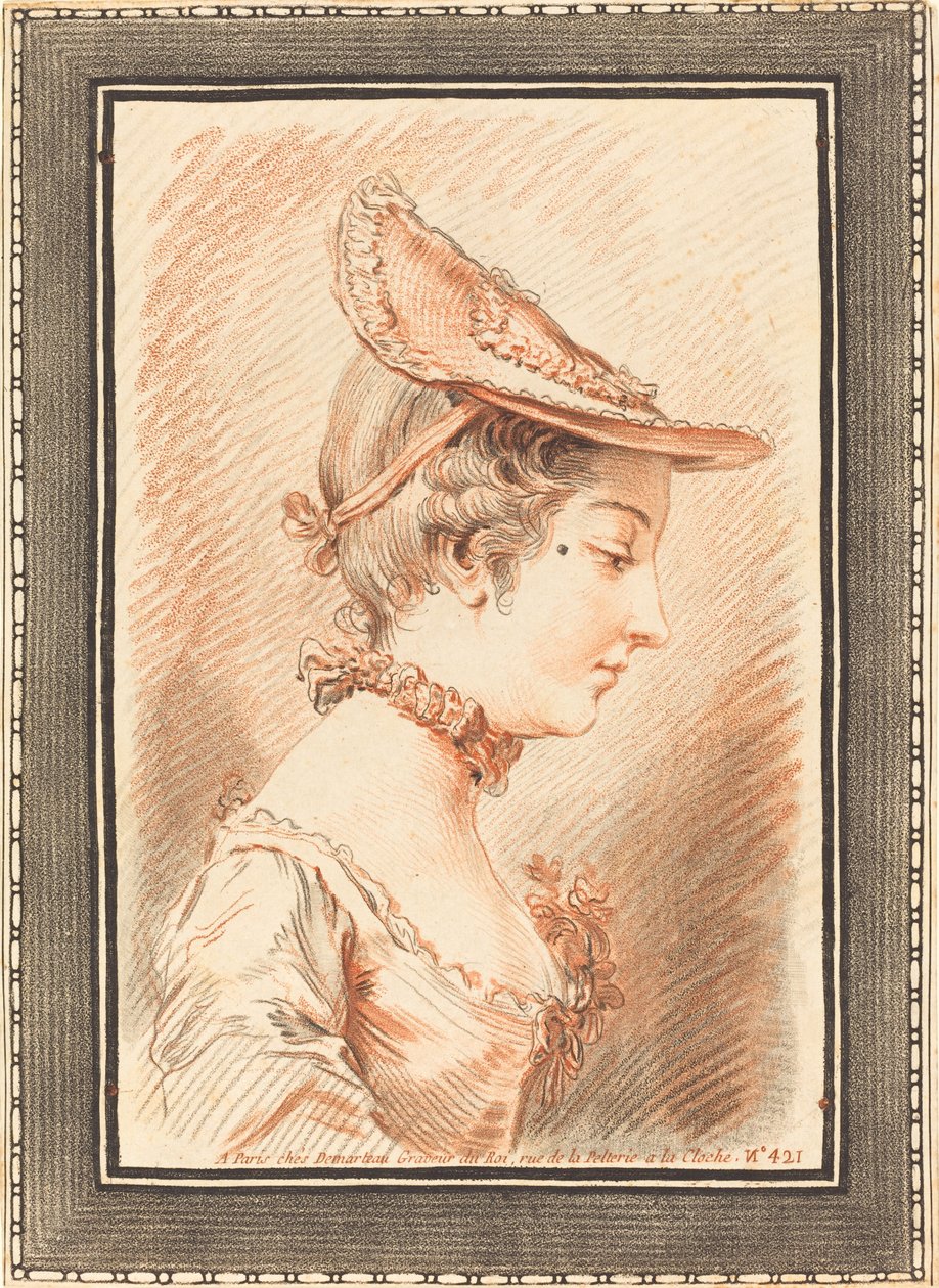 Genç Bir Kadının Başı by Gilles Demarteau, the Elder after Jean Martial Fredou