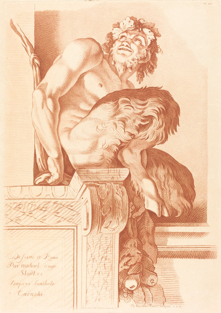 satir by Gilles Demarteau the Elder after René Michel Slodtz after Annibale Carracci