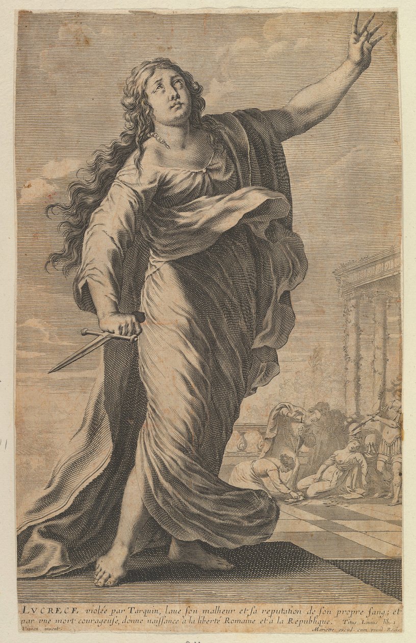 Lucrezia, 1647. Yaratıcılar: Gilles Rousselet, Abraham Bosse. by Gilles Rousselet and Abraham Bosse
