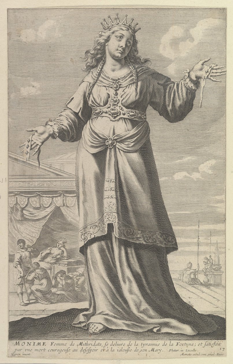 Monime, 1647. Yaratıcılar: Gilles Rousselet, Abraham Bosse. by Gilles Rousselet and Abraham Bosse