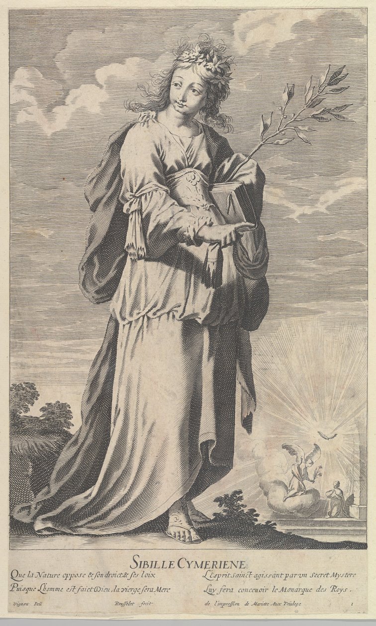 Kimmer Sibyl, yak. 1635. Yaratıcılar: Gilles Rousselet, Abraham Bosse. by Gilles Rousselet and Abraham Bosse