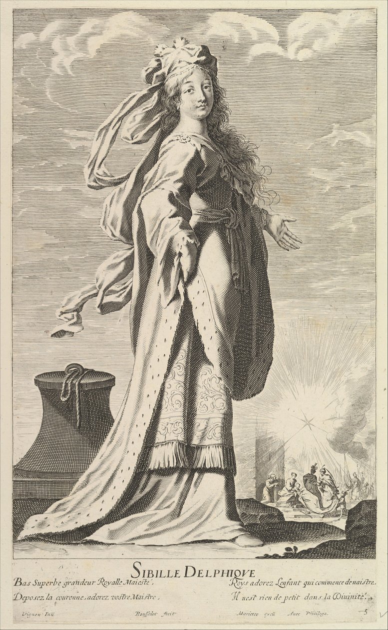 Delphi Sibyl, yaklaşık. 1635. Yaratıcılar: Gilles Rousselet, Abraham Bosse. by Gilles Rousselet and Abraham Bosse