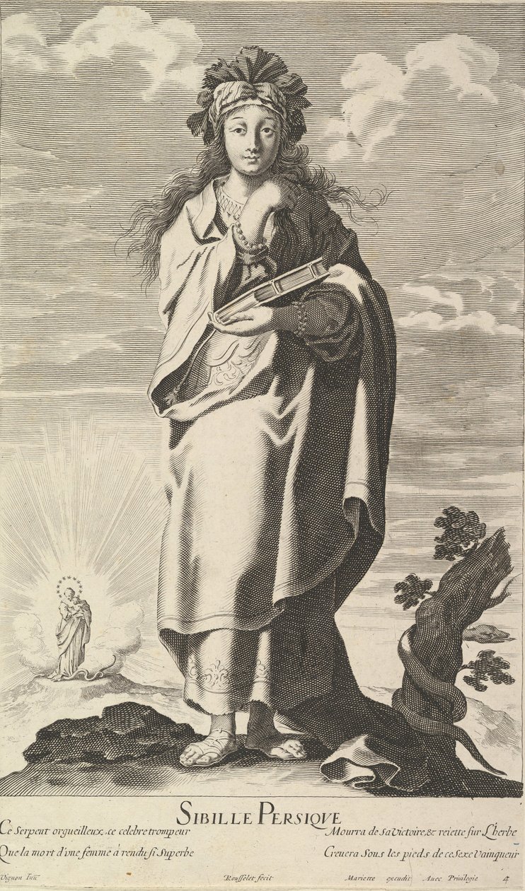 Farsça Sibyl, yak. 1635. Yaratıcılar: Gilles Rousselet, Abraham Bosse. by Gilles Rousselet and Abraham Bosse