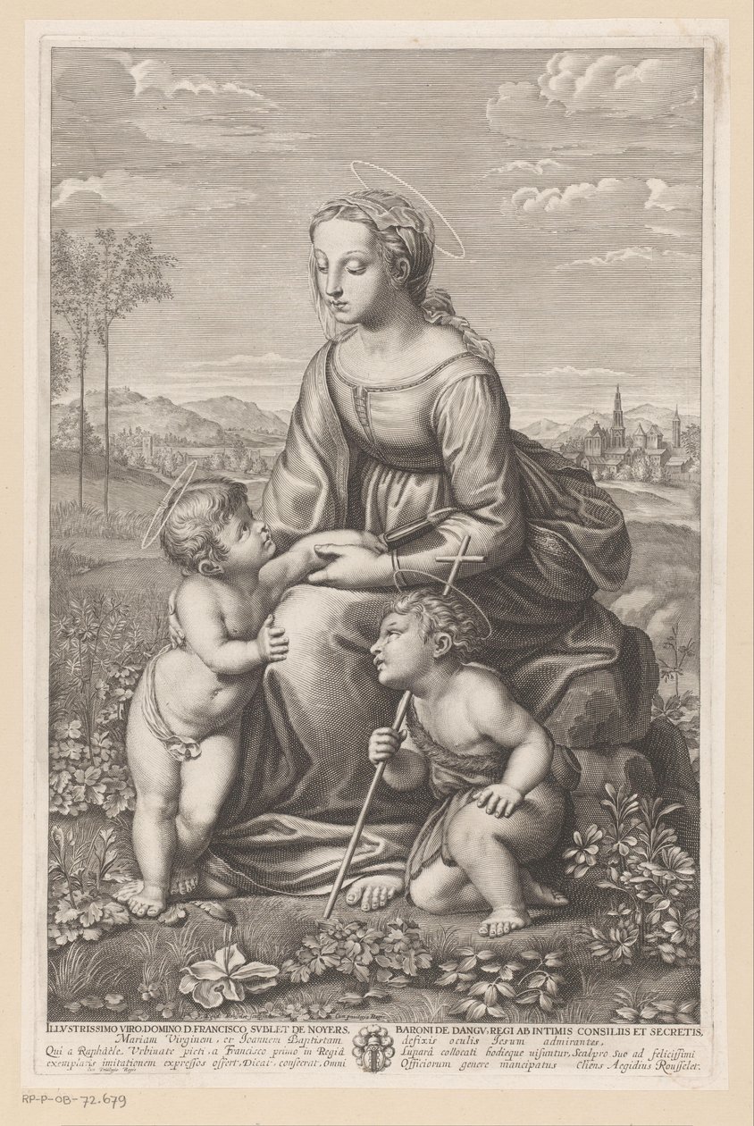 Bir çayır manzarasında çocuk ve Vaftizci Yahya ile Mary by Gilles Rousselet