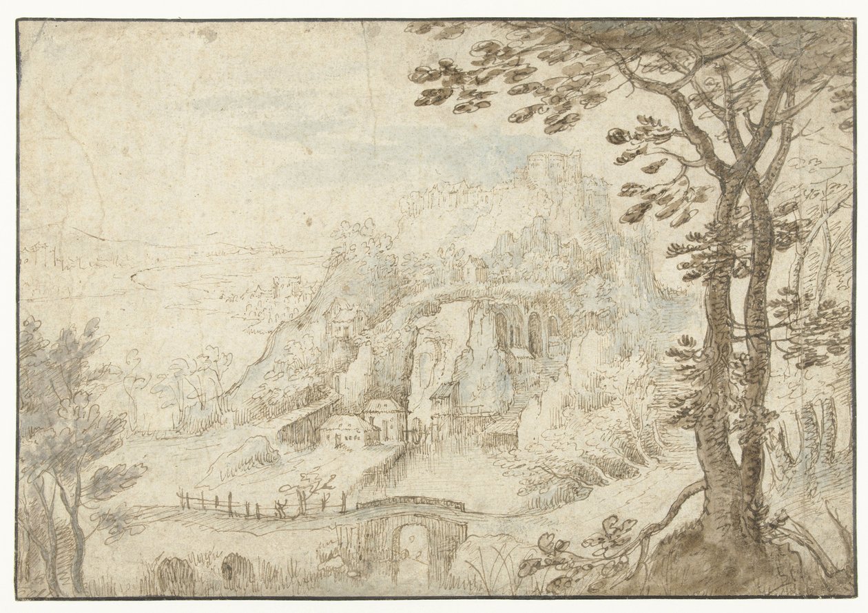 Bir nehir ile dağ manzarası by Gilles van Coninxloo (II)