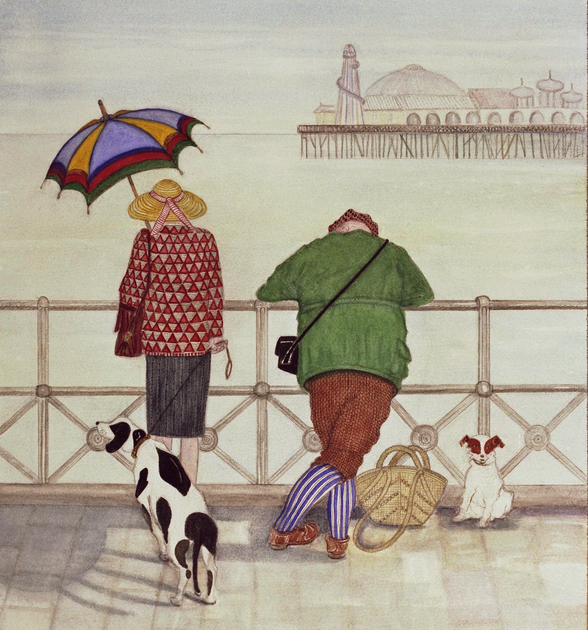 Brighton İskelesi, 1986 (kağıt üzerine sulu boya) by Gillian Lawson