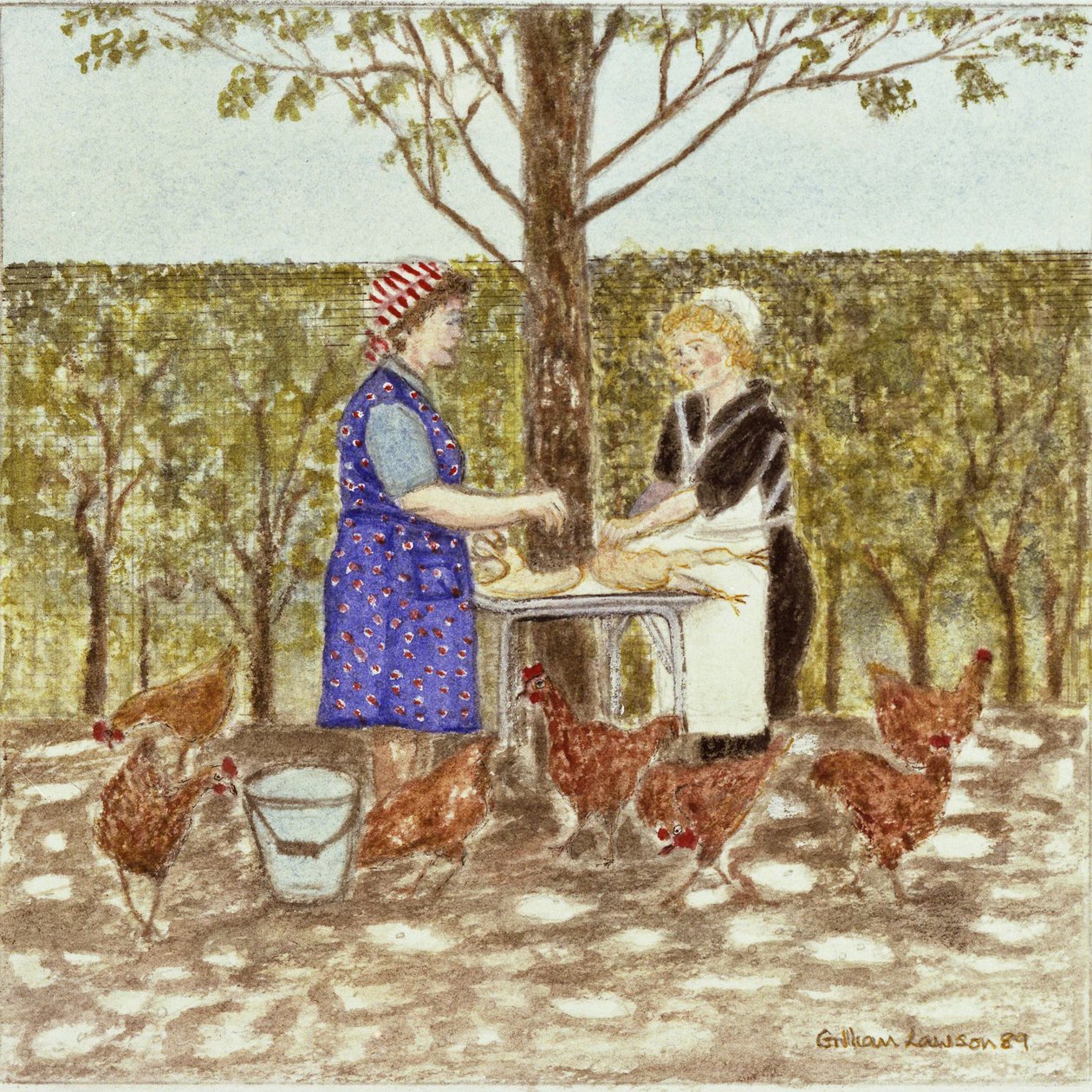Coq au Vin, 1989 (kağıt üzerine sulu boya) by Gillian Lawson