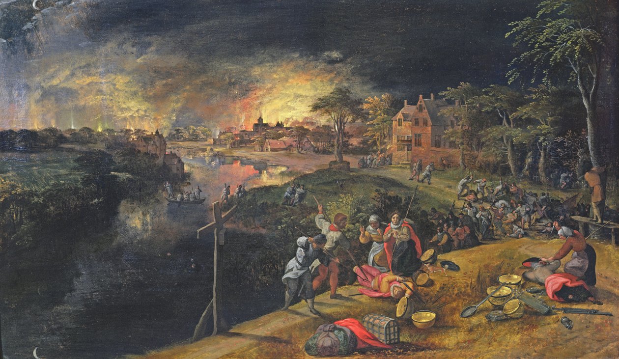 Ateşli Savaş Sahnesi, 1569 by Gillis Mostaert