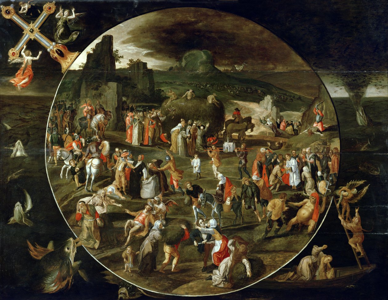 Haywain, Dünyanın Kibir Alegorisi (panelde yağlı boya) by Gillis (workshop of) Mostaert