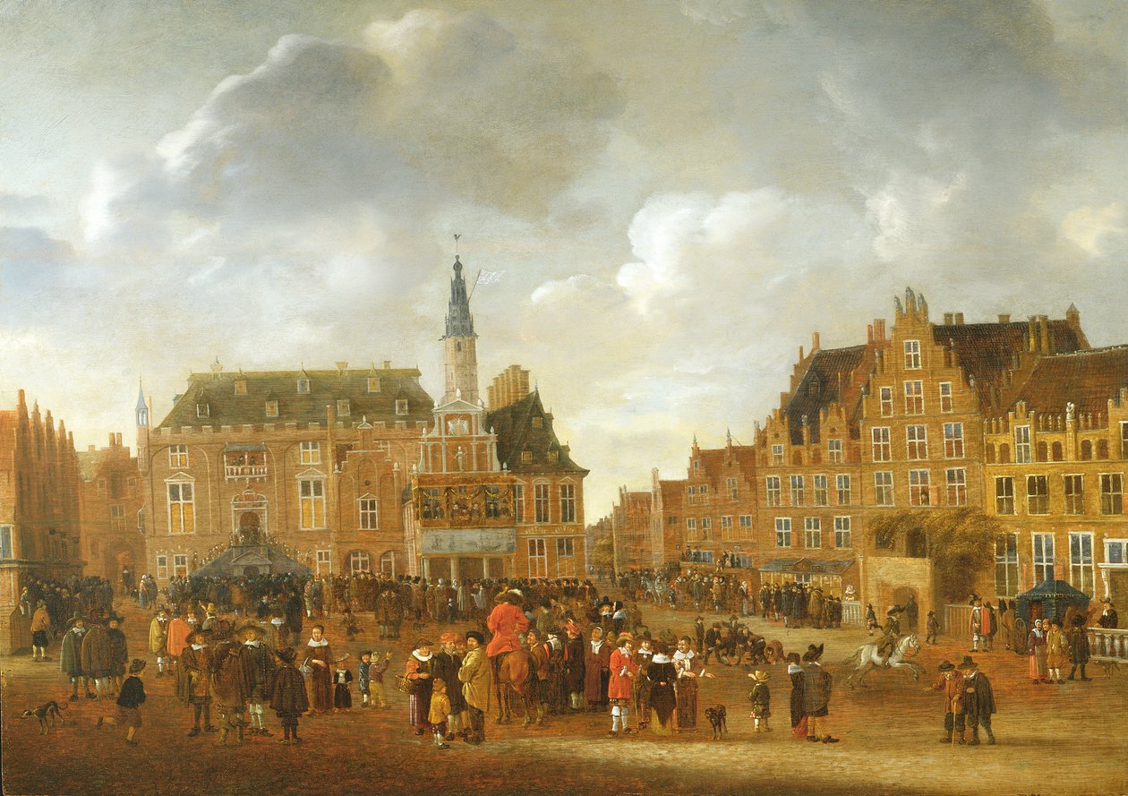 1648'de Münster Barış Antlaşması'nın Haarlem Belediye Binası Balkonundan Duyurusu by Gillis Rombouts
