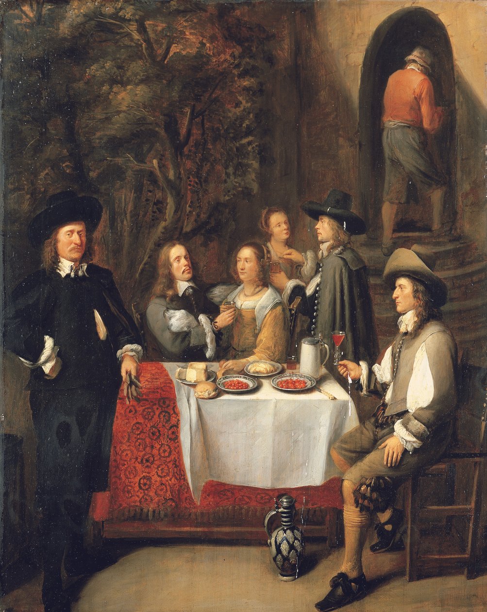 Terasta bir masada zarif bir şirket by Gillis Van Tilborch