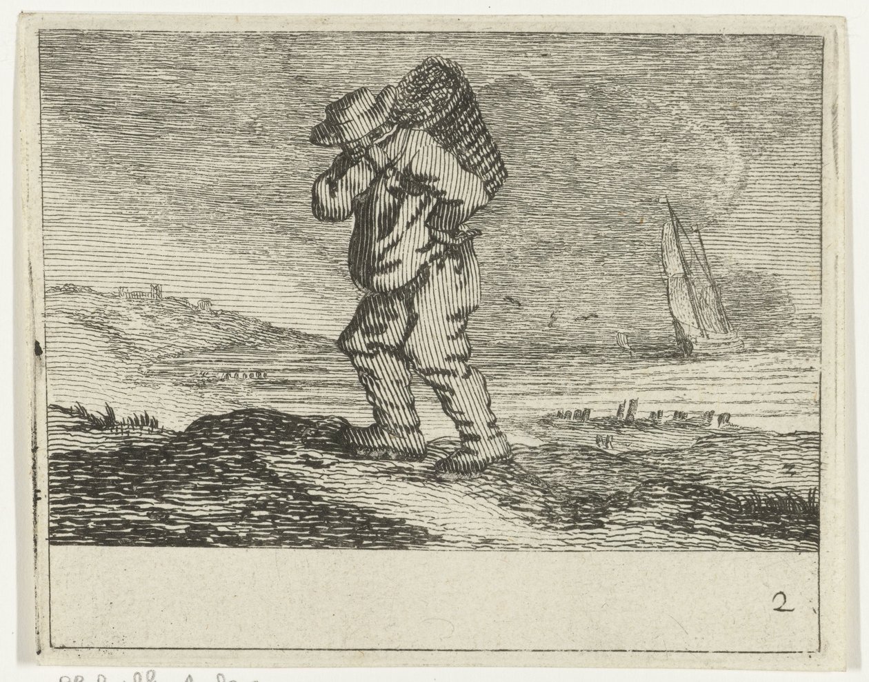 Bir balıkçı ile kumul manzara Jan Percelles tarafından yapılan Verscheyden Plajları ve su manzaraları (seri başlığı) by Gillis van Scheyndel (I)