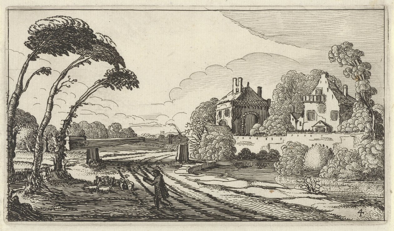 Bir manzarada çoban Figürlü on iki manzara (nesne üzerindeki başlık) by Gillis van Scheyndel (I)