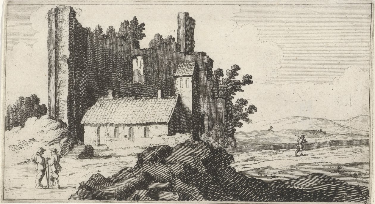Bir harabede şapel On iki manzara (dizi başlığı) by Gillis van Scheyndel (I)