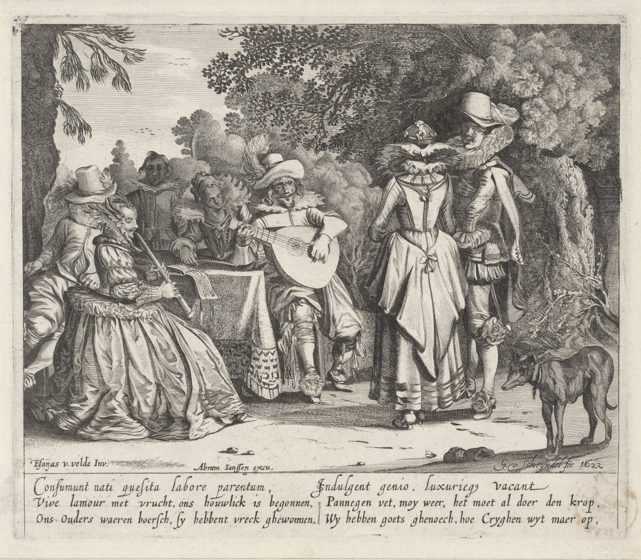 Açık havada müzik yapan zarif bir şirket by Gillis van Scheyndel (I)