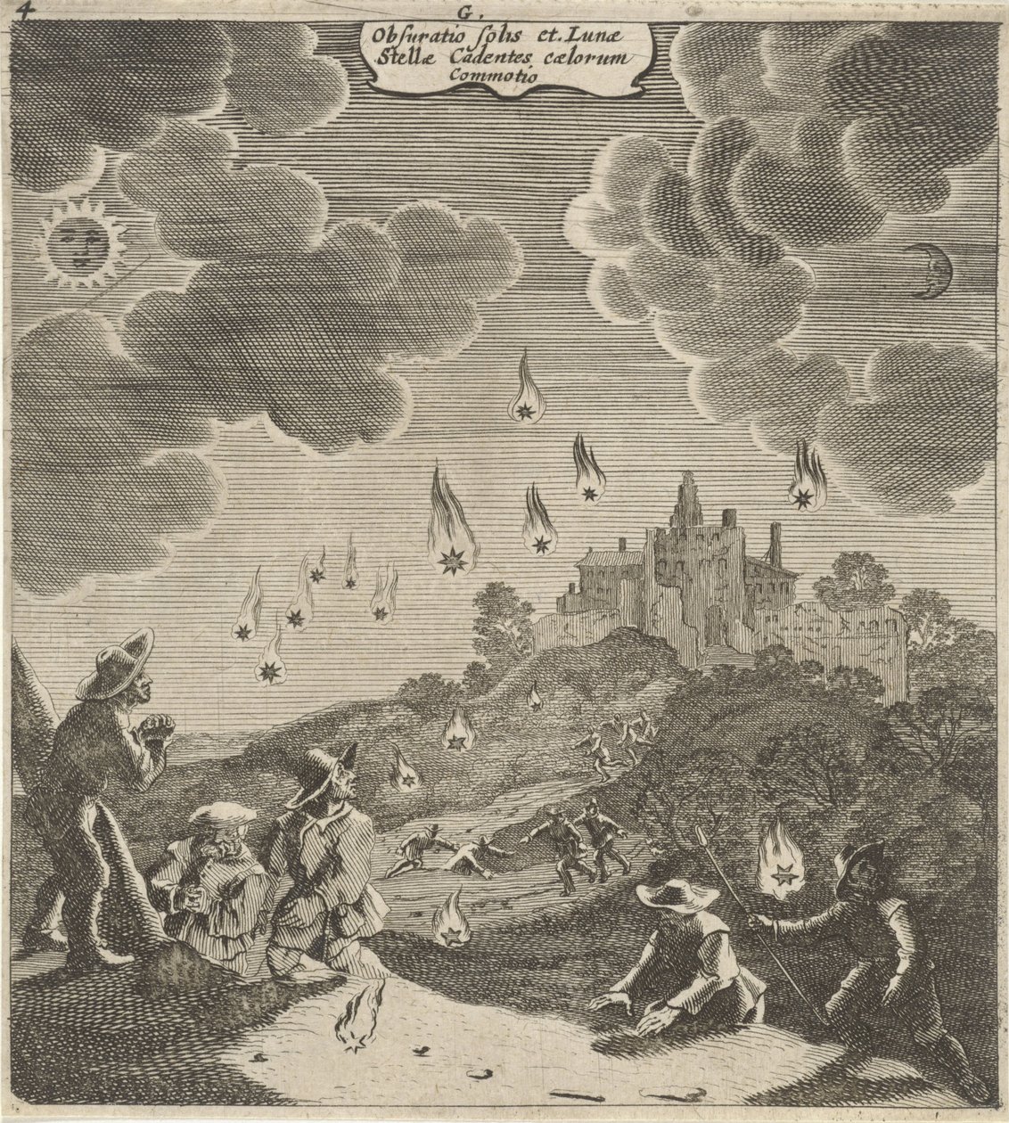 Zons-en yönetimi Güneşin ve ayın düşen yıldızlarının gözlemlenmesi by Gillis van Scheyndel (I)