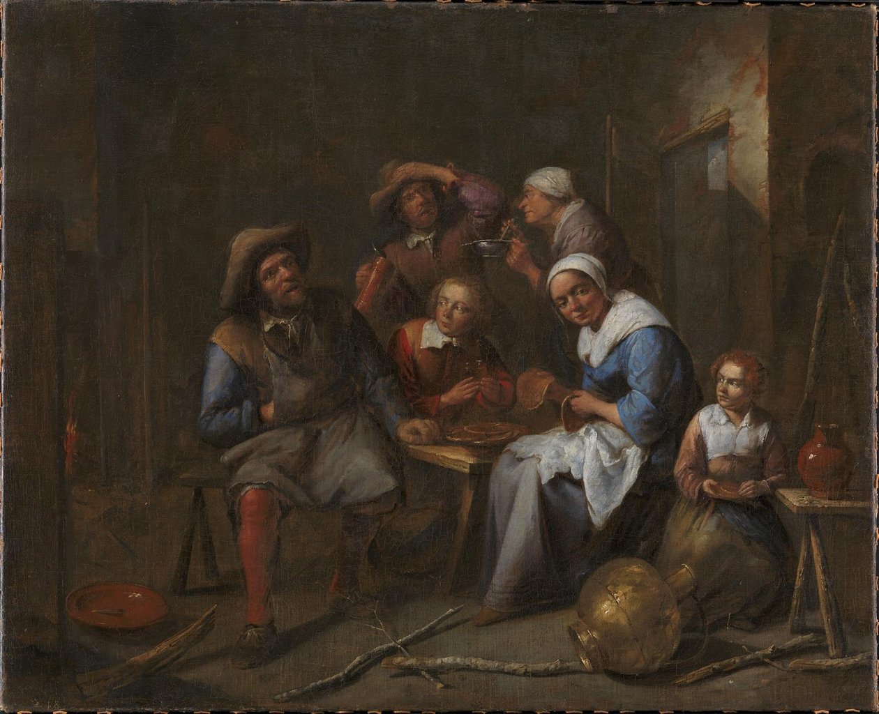Esnaf ve Köylülerin Yiyip İçtikleri Bir İç Mekan by Gillis van Tilborgh