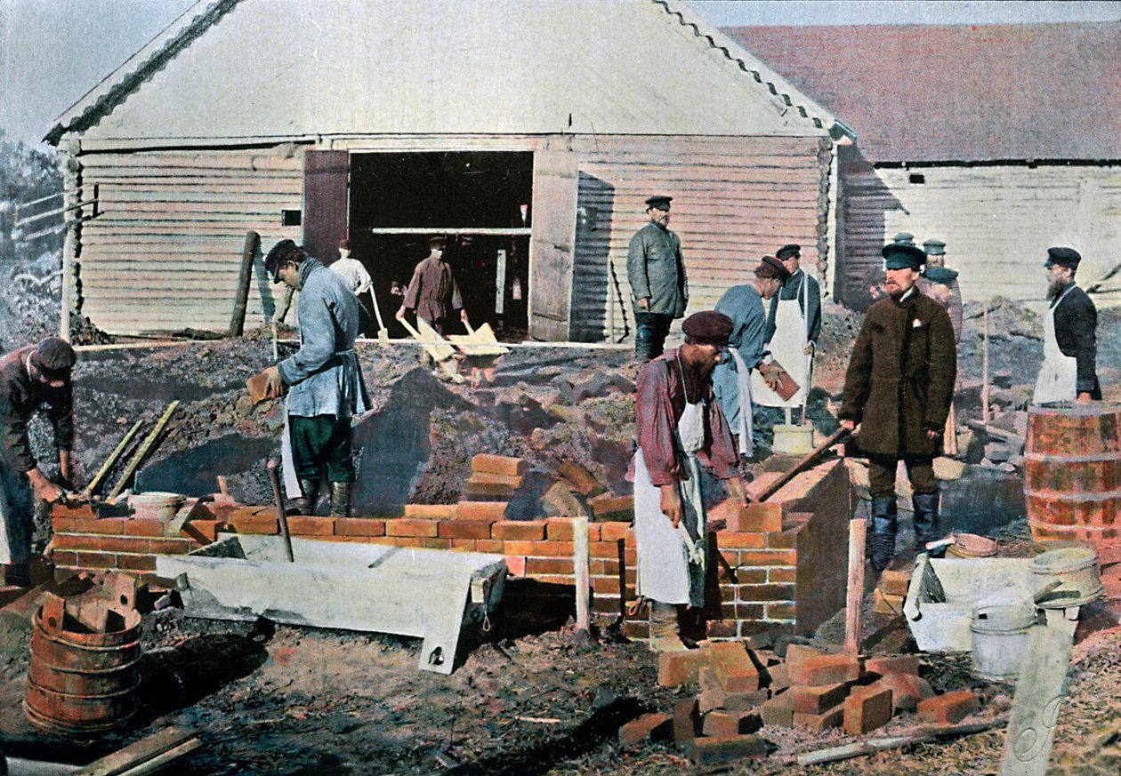 Moskova, Rusya, c1890 dışındaki inşaatçılar by Gillot