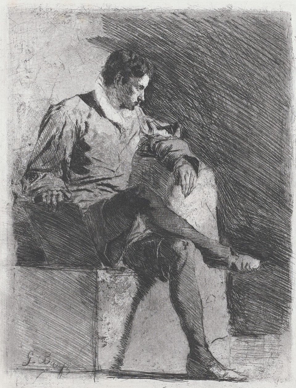 On Altıncı Yüzyıl Kostümlü Oturan Adam, c. 1878. by Gioacchino Banfi