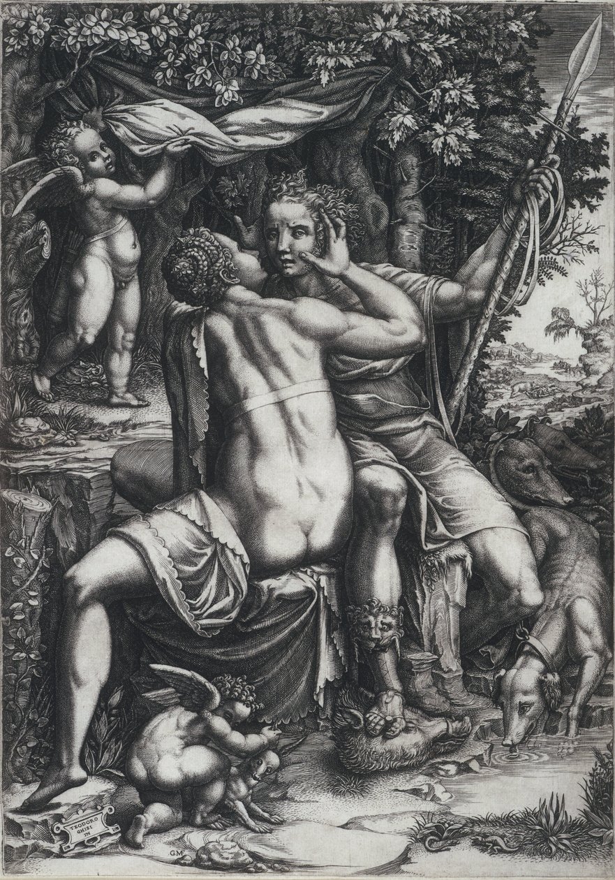 Venüs ve Adonis by Giorgio Ghisi