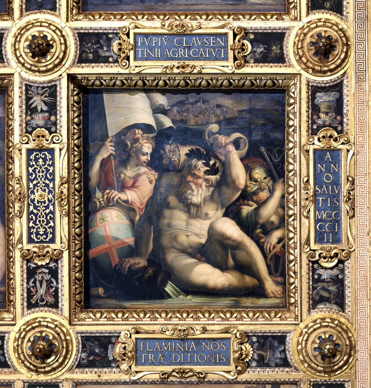 Salone dei Cinquecento'nun tavanından Romagna bölgesinin alegorisi, 1565 (panel) by Giorgio Vasari