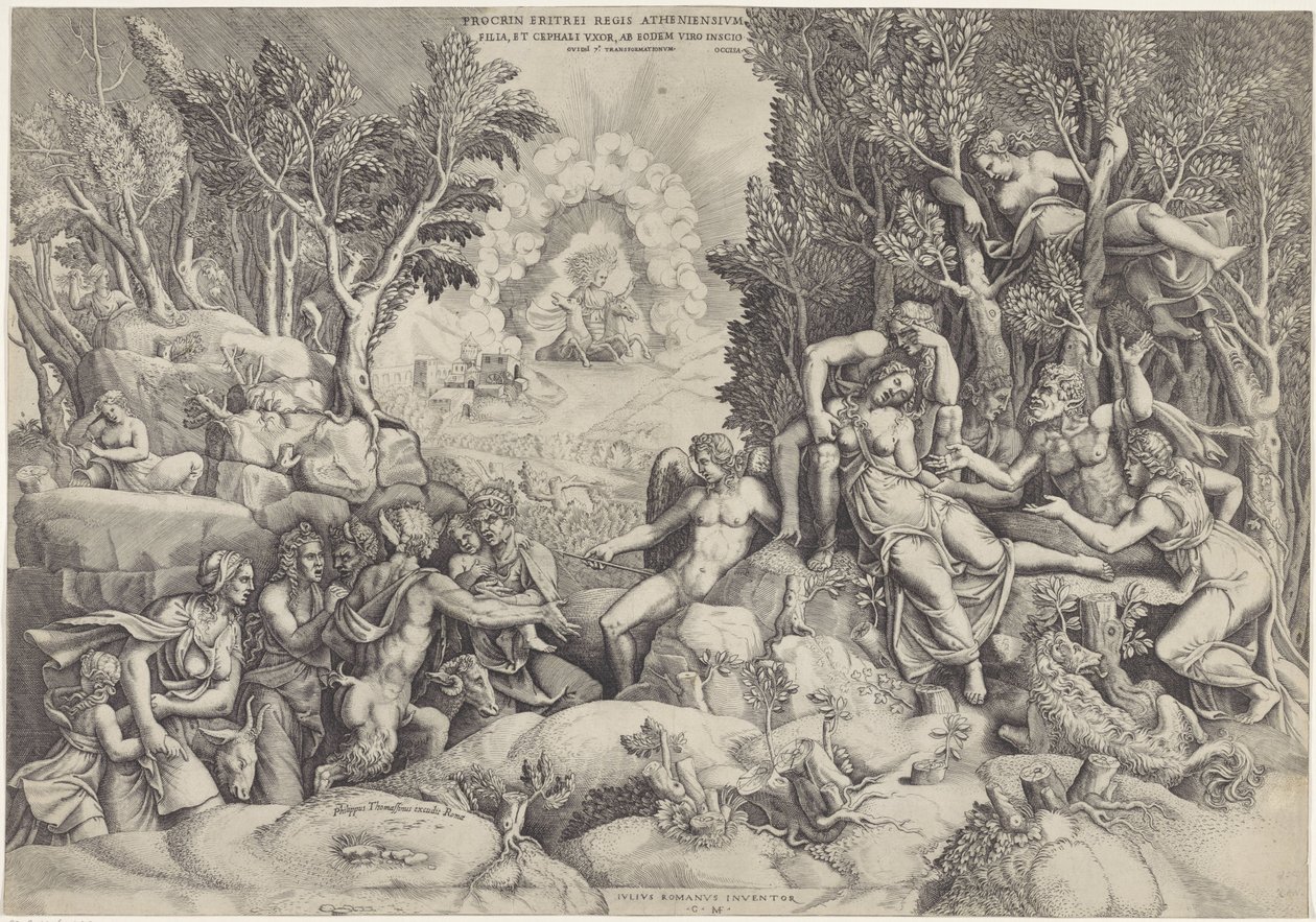 Cephalus en de Bosgoden arasında dood van Procris Aynı koca tarafından bilinmeyen Cephalus