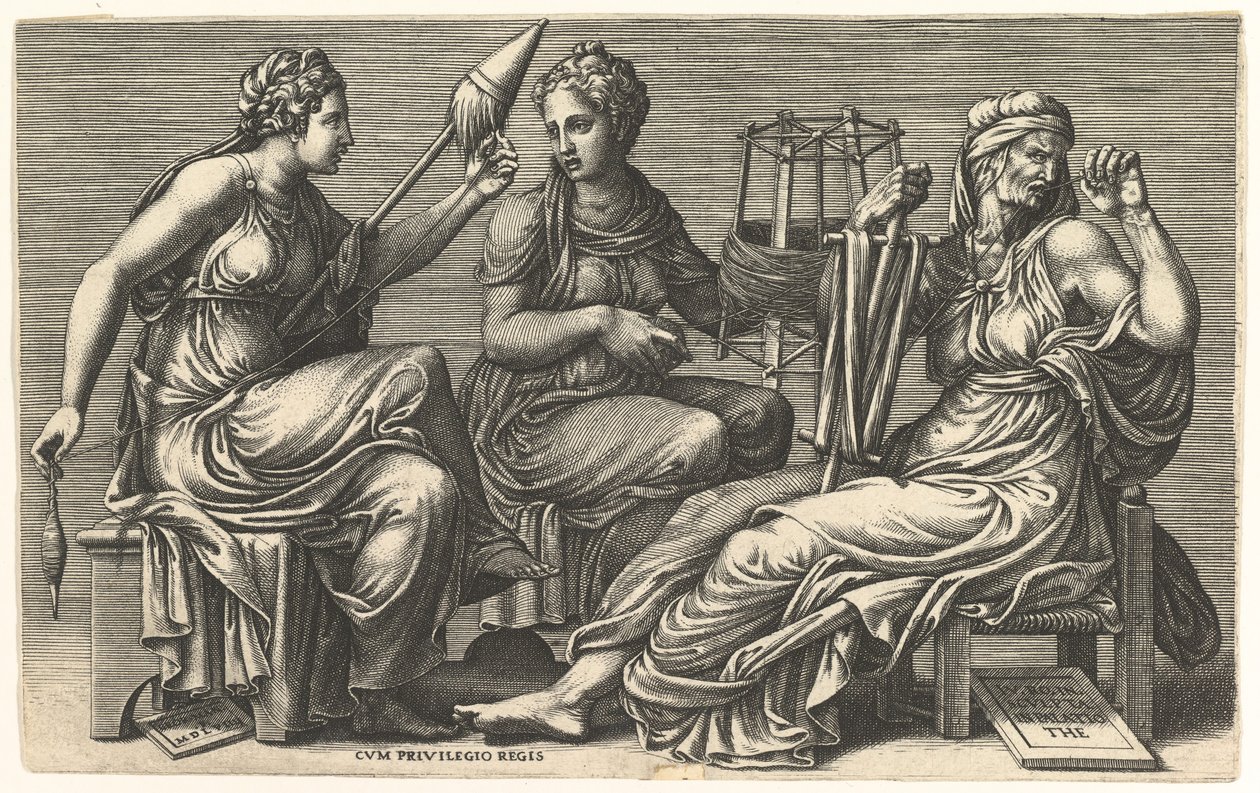 Üç Kader Clotho, Lachesis ve Atropos, 1558-59. by Giorgio Ghisi
