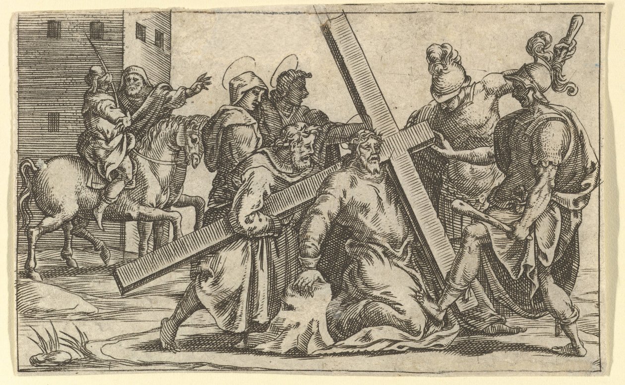 Acıların Bakiresi: Haçı Taşıyan İsa, çevredeki dokuz bölmeden biri, 1575