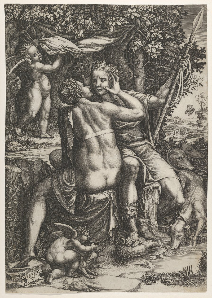 Venüs ve Adonis, yaklaşık. 1570. by Giorgio Ghisi