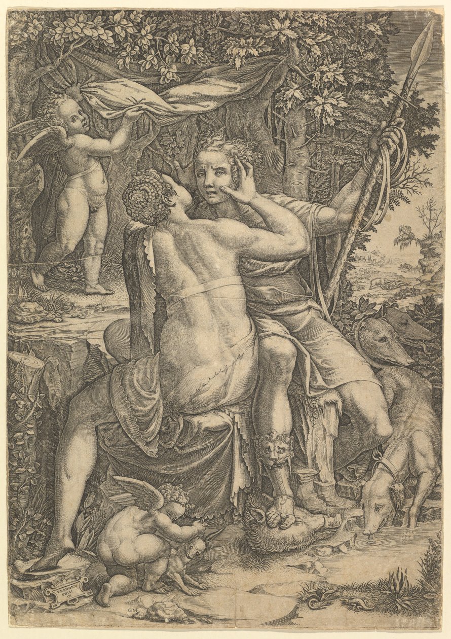 Venüs ve Adonis, yaklaşık. 1570 by Giorgio Ghisi
