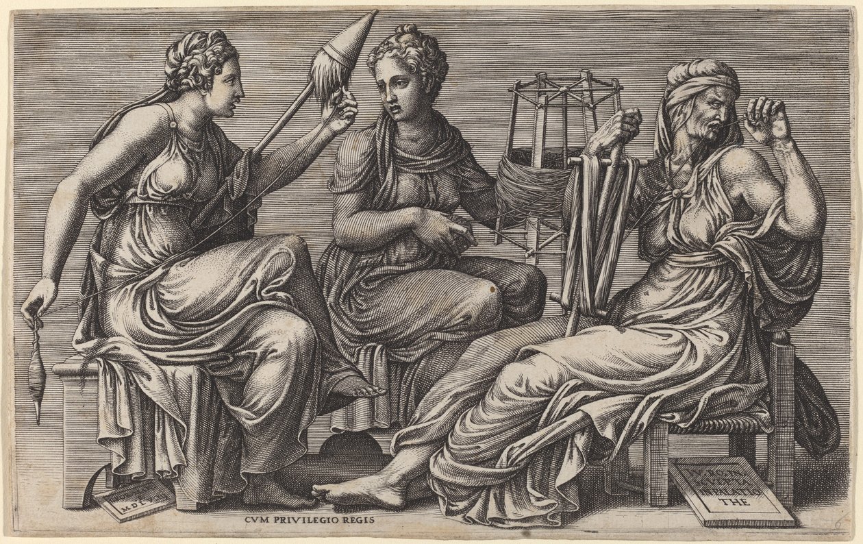 Üç Kader by Giorgio Ghisi after Giulio Romano