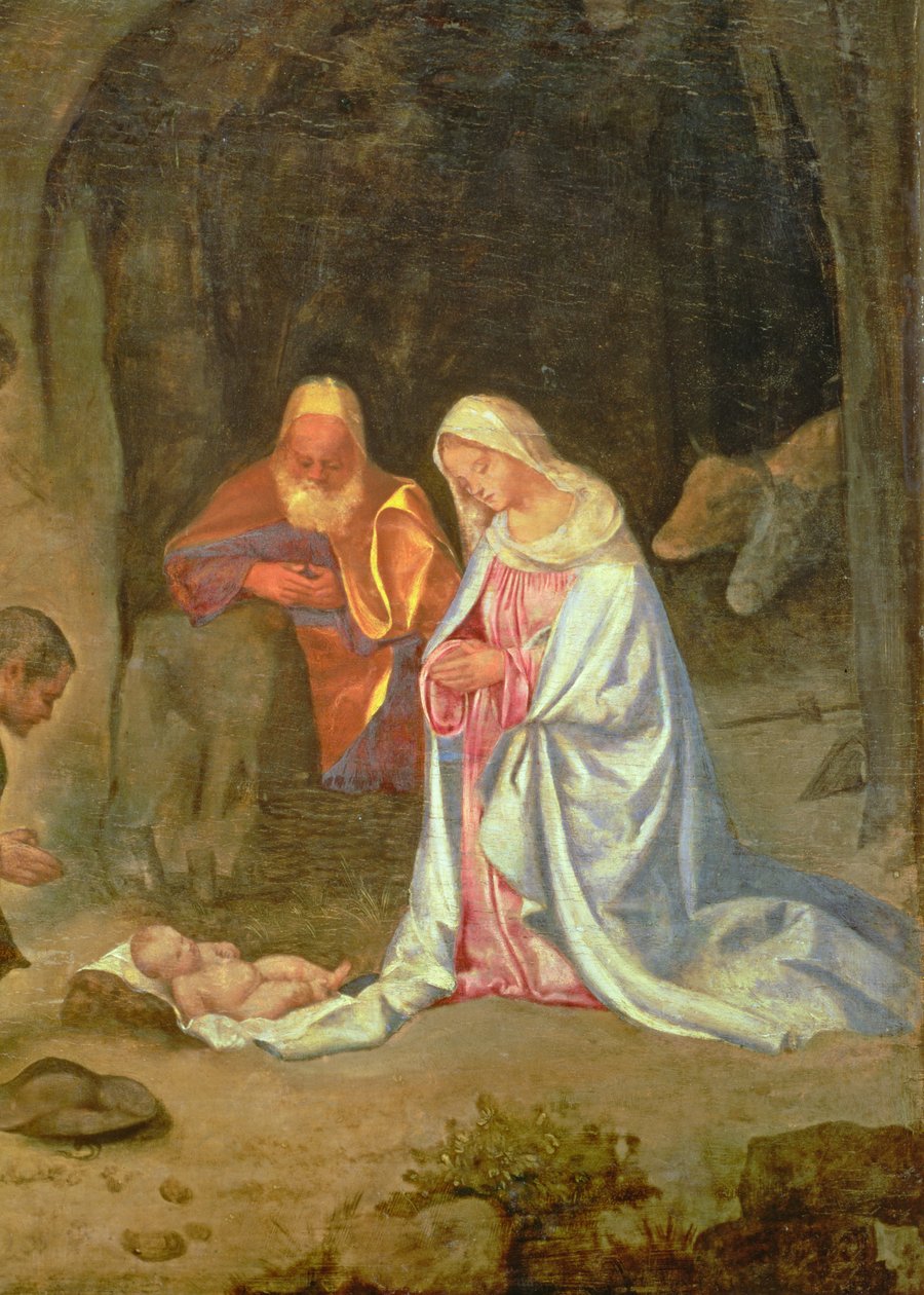 Çobanlara Tapınma, Kutsal Aileden detay, c.1510 (panel) (68685 detayı) by Giorgio Giorgione