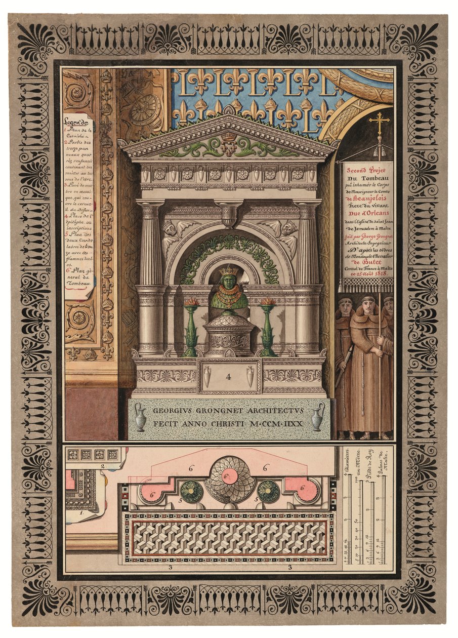 Louis-Charles d#39;Orléans#39;ın mezarı için üç projeden biri by Giorgio Grognet de Vasse