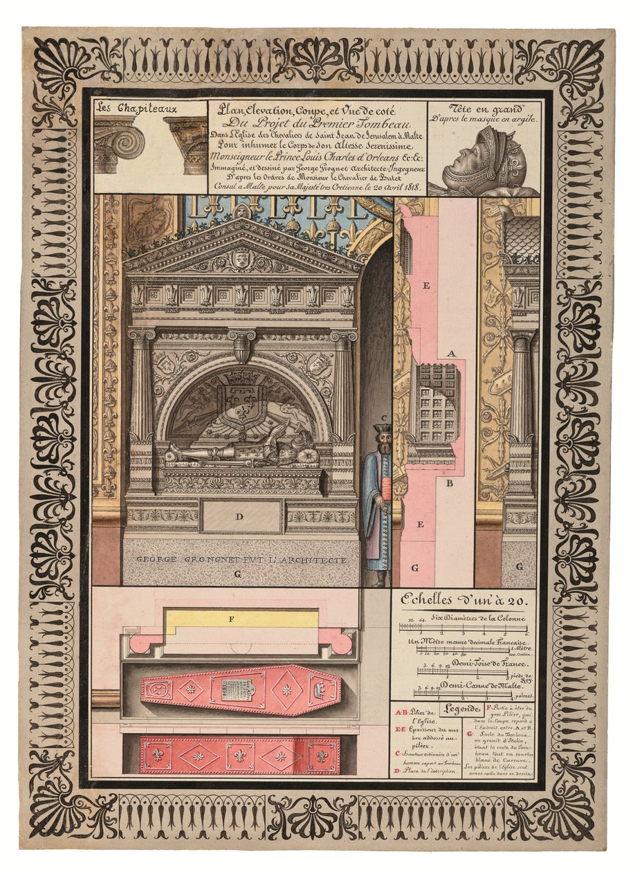 Louis-Charles d#39;Orléans#39;ın mezarı için üç projeden biri by Giorgio Grognet de Vasse
