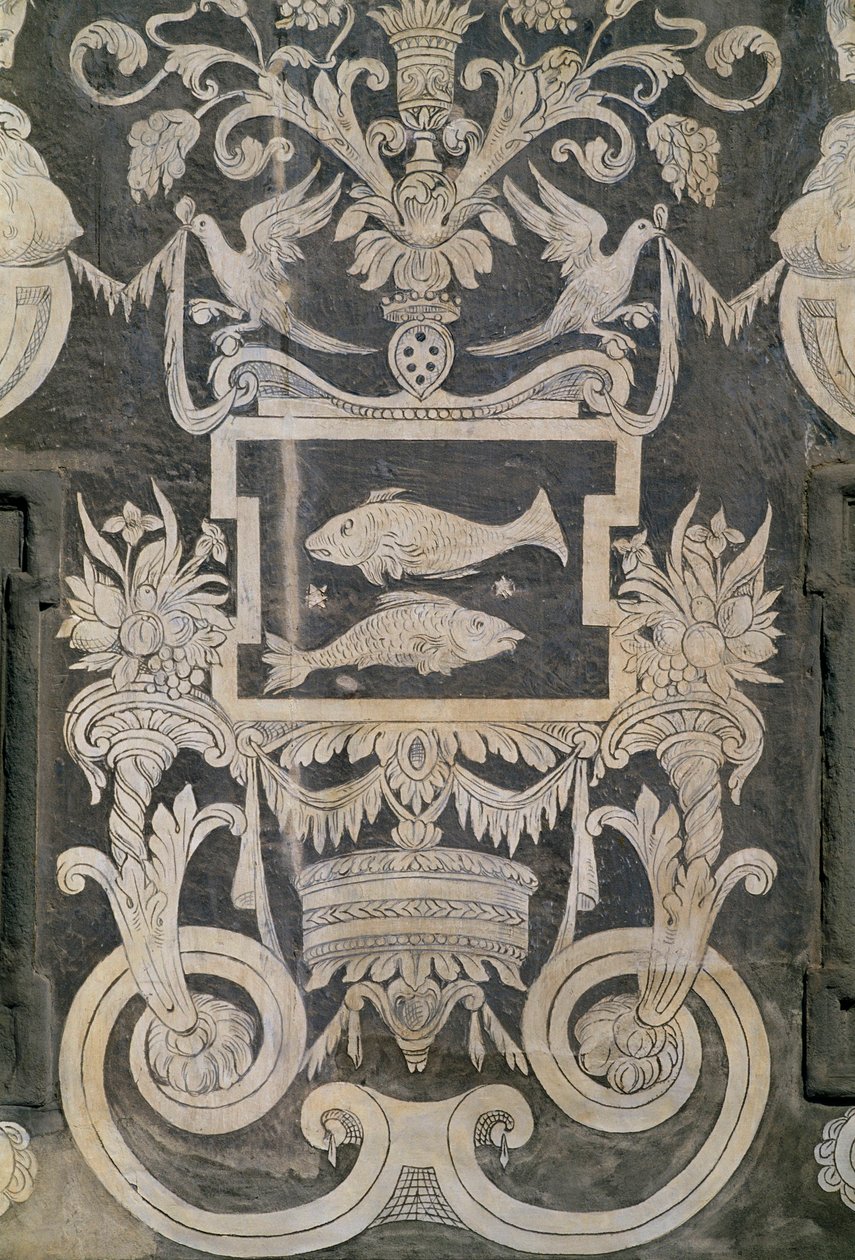 Alegorik figürler ve burçlar, Giorgio Vasari, Tommaso Battista del Verrocchio ve Alessandro Forzori, Palazzo dei Cavalieri veya Palazzo della Carovana, Piazza dei Cavalieri, Pisa, Toskana, İtalya by Giorgio Vasari