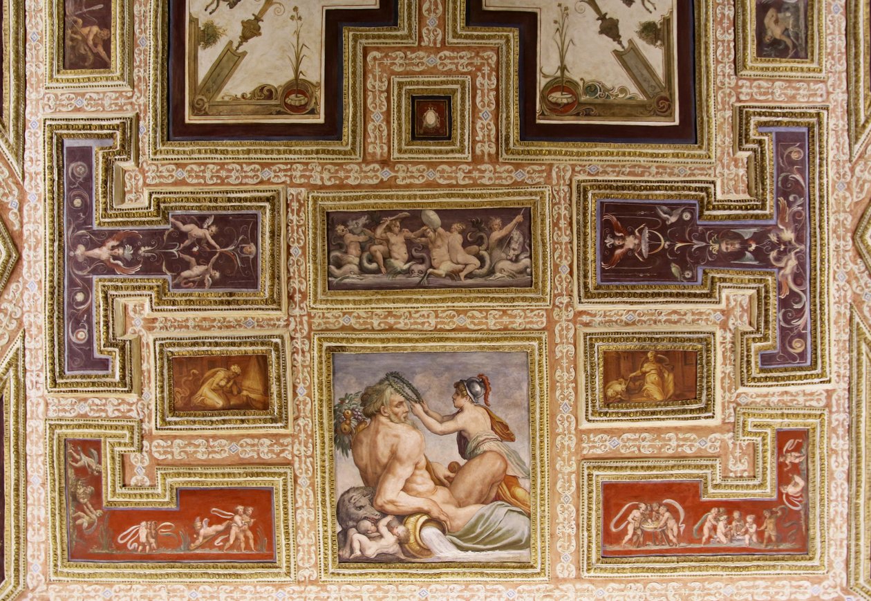 Ceres hemşireliği Triptolemus, Altoviti tavanının detayı, 1553 fresk by Giorgio Vasari