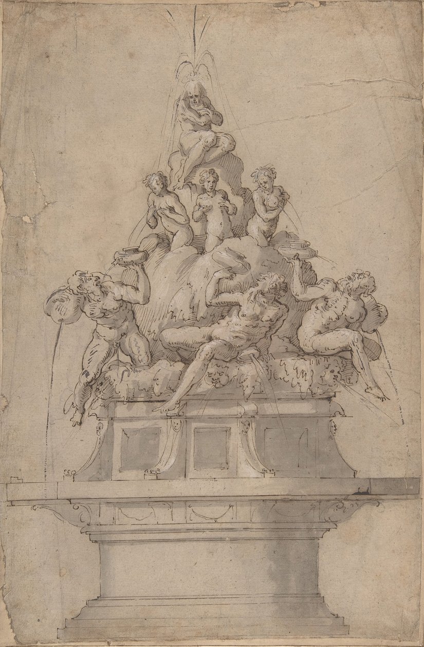 Nehir Tanrıları ve Perileri Olan Bir Çeşme Tasarımı, 1511-74. by Giorgio Vasari