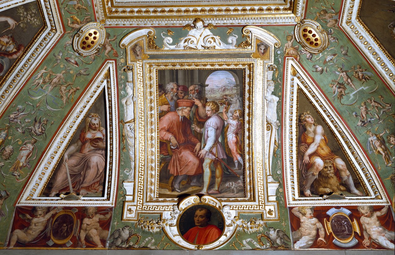 Bologna şehrinin valisi Sante Bentivoglio ile kendini temsil eden Cosimo de Medicis