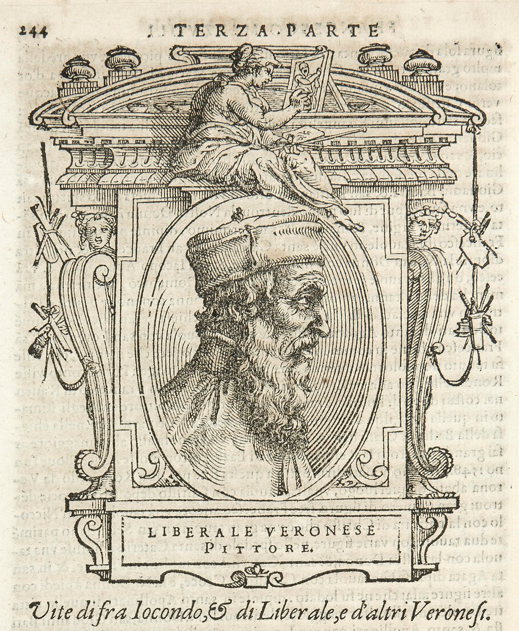 Milano, Biblioteca Braidense, Vite de piv excellent, Giorgio Vasari 1568, Jacopo da Verona tarafından Liberal by Giorgio Vasari