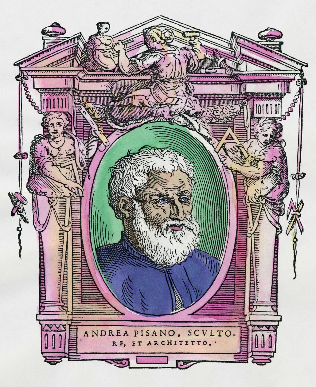 Andrea Pisano (1290-1349) İtalyan heykeltıraş ve mimar portresi. Giorgio Vasari