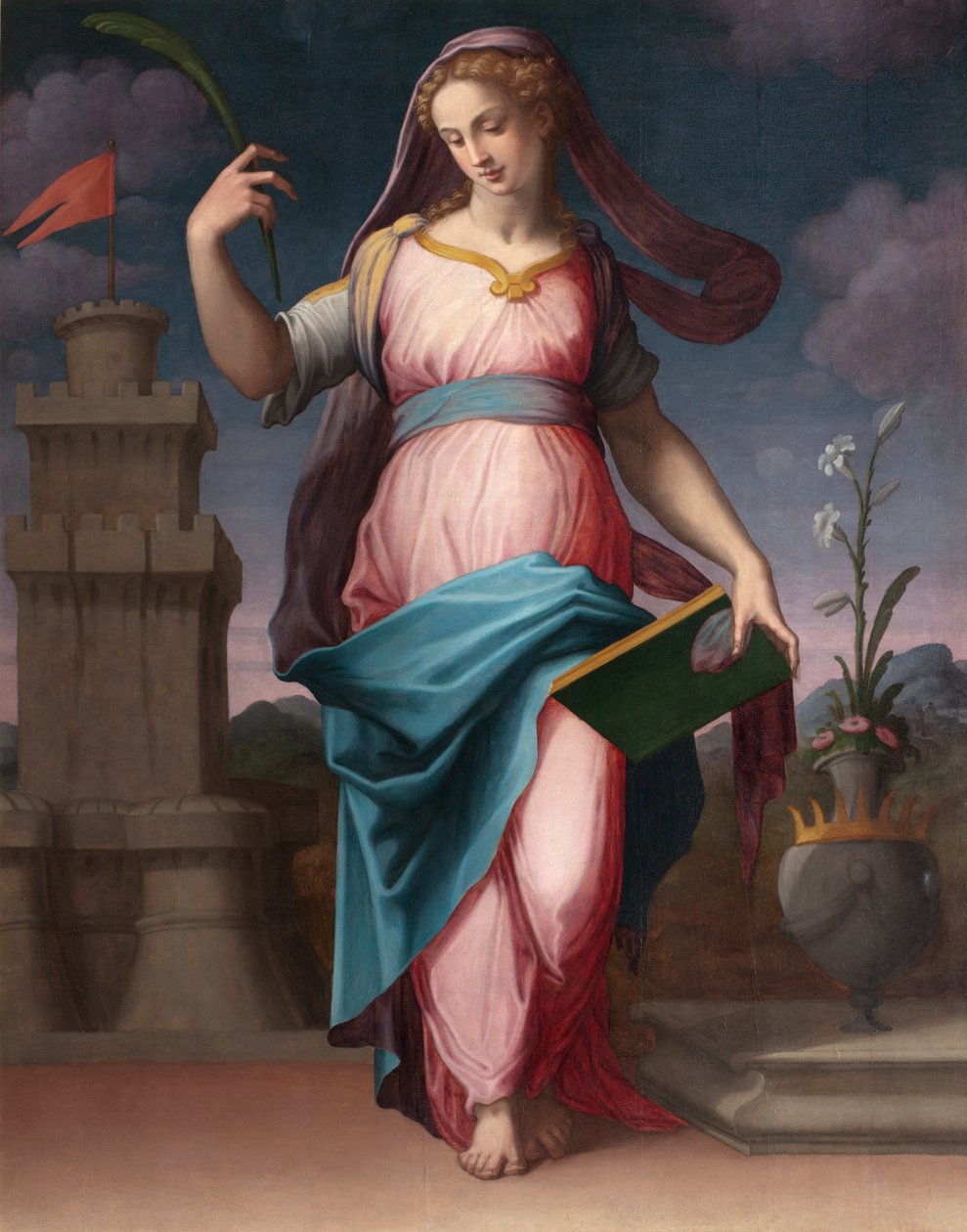 Aziz Barbara (Aziz Barbara) - Giorgio Vasari (1511-1574) tarafından tablo, tuval üzerine yağlıboya by Giorgio Vasari
