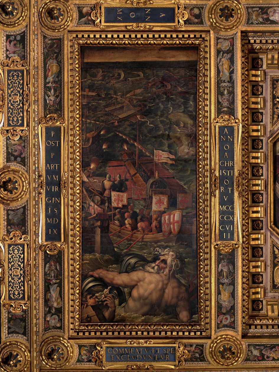 Floransalılar ve Pisalılar arasındaki deniz savaşı by Giorgio Vasari